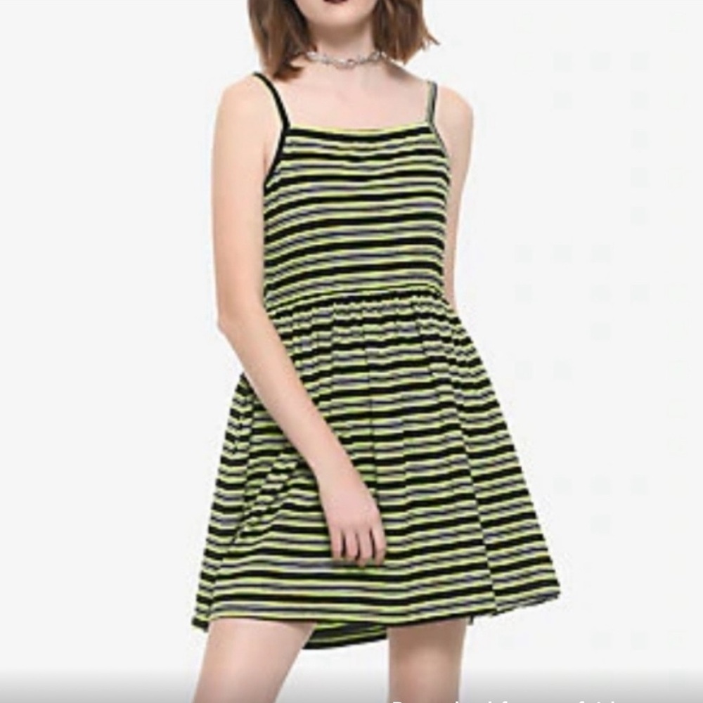 Striped Black and Lime Green Dress
